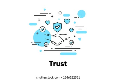 Trust Line Icon. Partnership Deal, Friendship And Certainty Illustration. Respect Handshake, Integrity And Insurance Line Icon. Compliance, Business Trust, Customer Deal. Editable Stroke. Vector