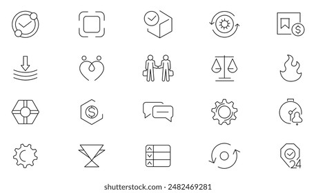 Trust line icon set. Believe, confidence, depend, trustworthy, friends, truth, faith, sincerity outline icon collection. UI thin outline icons pack.