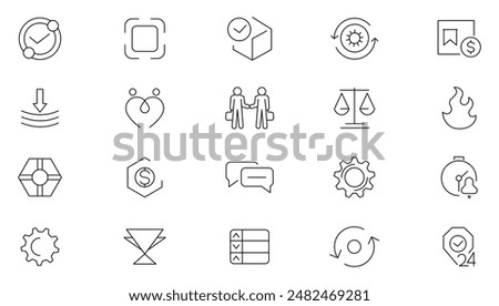 Trust line icon set. Believe, confidence, depend, trustworthy, friends, truth, faith, sincerity outline icon collection. UI thin outline icons pack.