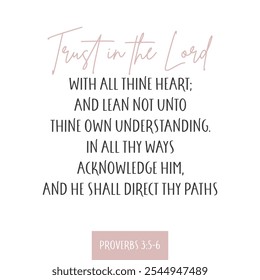 Trust in the Lord verse, Bible verse text vector, Printable scripture text, Bible text art vector
