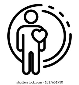 Vertraue auf das Symbol des Mannes. Outline Trust man Vektorsymbol einzeln auf weißem Hintergrund