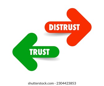 Trust and Mistrust Vector two colored arrows with shadow