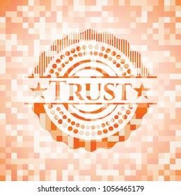   Trust orange mosaic emblem with background