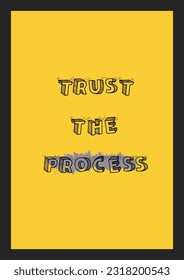 Confiar en la tipografía de texto Process, citas motivacionales para la decoración de paredes, decoración de hogar con fondo amarillo