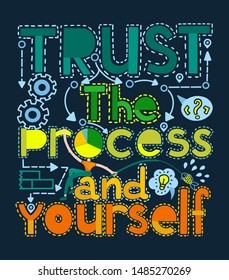 Trust the process and yourself vector motivational illustration