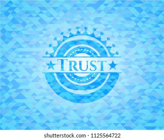Trust realistic light blue mosaic emblem