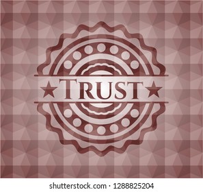 Trust red seamless emblem with geometric pattern.