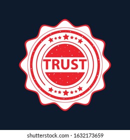 Trust round grunge stamp on red color
