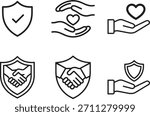 trust and security line icons set. safety, protection, shield. editable stroke. vector illustration