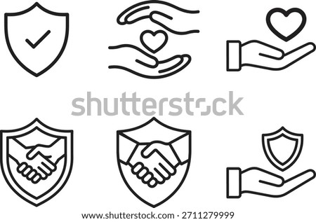 trust and security line icons set. safety, protection, shield. editable stroke. vector illustration