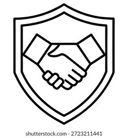 Vertrauenschild-Symbol, Handshake-Vereinbarung, Sicherheitssymbol Art