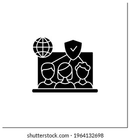 Trust team glyph icon. Non-toxic relationship. Friendly, trusty atmosphere. Remote management concept.Filled flat sign. Isolated silhouette vector illustration