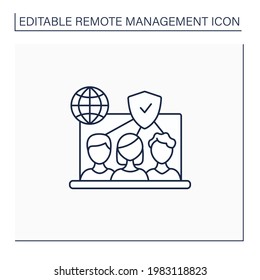 Trust Team Line Icon. Non-toxic Relationship. Friendly, Trusty Atmosphere. Remote Management Concept.Isolated Vector Illustration. Editable Stroke