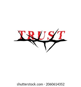 ilustración vectorial de confianza, fuente distorsionada escondida detrás de espinas rosa, imagen para impresión o tatuaje, respeto y autoridad
