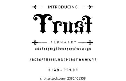 Trust Vintage tattoo font. Font for the tattoo studio logos, alcohol branding, and many others in retro style.