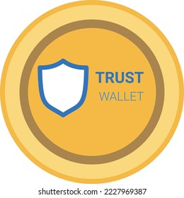 Trust Wallet cryptocurrency golden coin isolated on white background vector illustration.ai svg