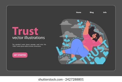 Trust web or landing. Embracing reliability and fostering secure connections in relationships. Flat vector illustration.