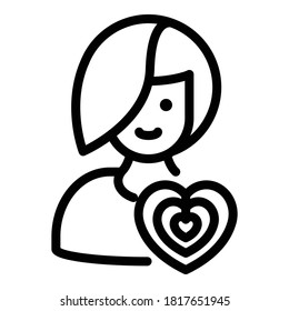 Trust woman icon. Outline trust woman vector icon for web design isolated on white background
