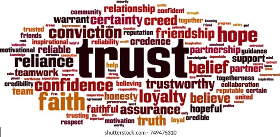Trust word cloud concept. Vector illustration