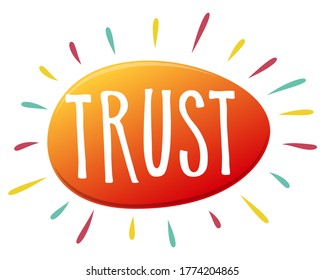 Trust word, lettering text banner