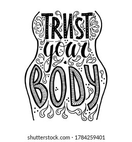 trust your body vector hand drawn lettering