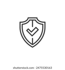 Trusted Badge line icon. linear style sign for mobile concept and web design. Shield with a checkmark outline vector icon. Symbol, logo illustration. Vector graphics