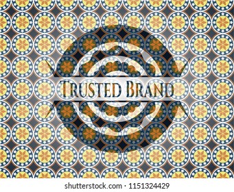 Trusted Brand arabic style badge. Arabesque decoration.