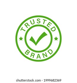 Trusted brand badge label icon design isolated on white background. Vector illustration