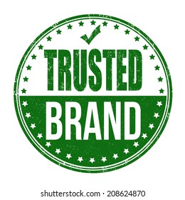 Trusted brand grunge rubber stamp on white, vector illustration