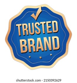 Trusted brand label or sticker on white background, vector illustration