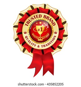 Trusted Brand. Quality and Tradition -  elegant business golden red award ribbon