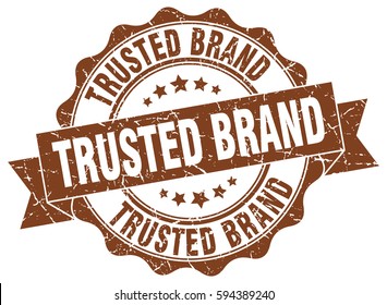 trusted brand. stamp. sticker. seal. round grunge vintage ribbon trusted brand sign