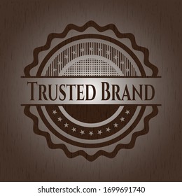 Trusted Brand wood emblem. Retro. Vector Illustration.