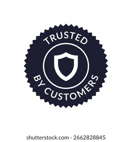Confiável por clientes Shield Emblem com a ilustração de vetor de layout circular limpo