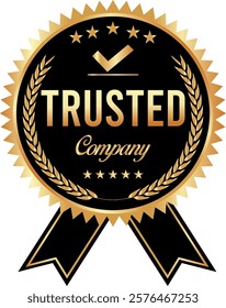 Trusted company badges and trusted quality logo icon and label