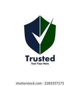 Trusted design logo template illustration. there are shield with true symbol