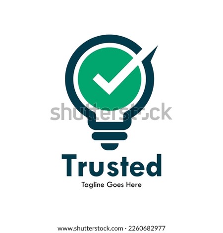 Trusted design logo template illustration. there are bulb with true symbol