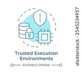 Trusted execution environments soft blue concept icon. Privacy enhancing technologies. Secure data processing. Round shape line illustration. Abstract idea. Graphic design. Easy to use in article