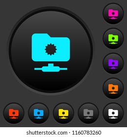 Trusted FTP dark push buttons with vivid color icons on dark grey background