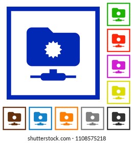 Trusted FTP flat color icons in square frames on white background