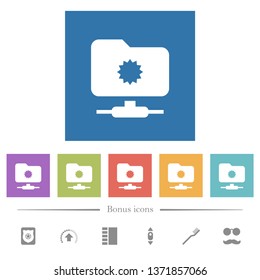 Trusted FTP flat white icons in square backgrounds. 6 bonus icons included.
