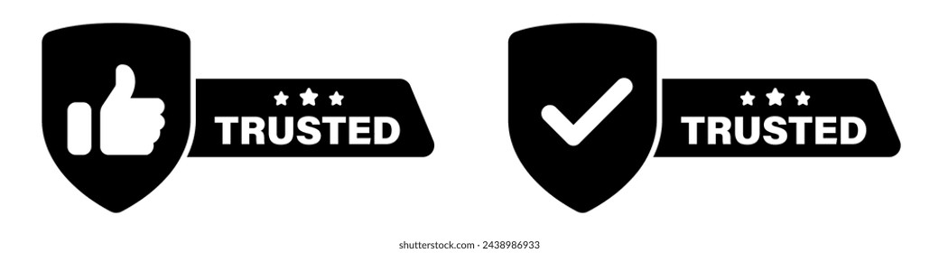 Trusted icon symbol inscription basic simple design