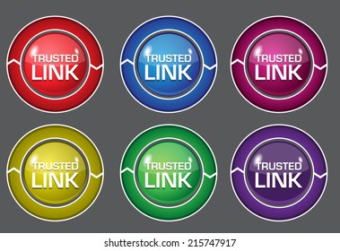 Trusted Link Glossy Shiny Circular Vector Button