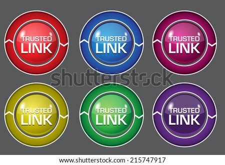 Trusted Link Glossy Shiny Circular Vector Button