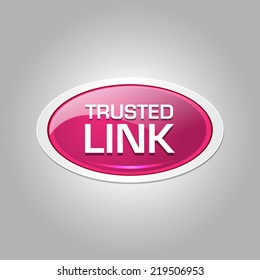 Trusted Link Glossy Shiny Elliptical Vector Button Icon 