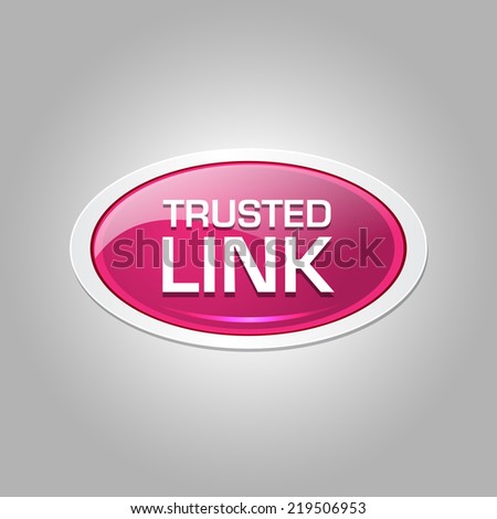 Trusted Link Glossy Shiny Elliptical Vector Button Icon 