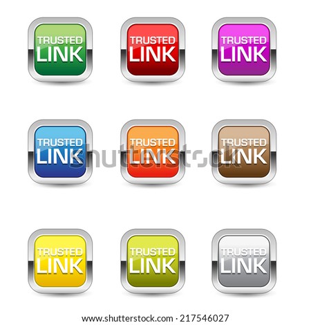 Trusted Link Glossy Shiny Square Vector Button