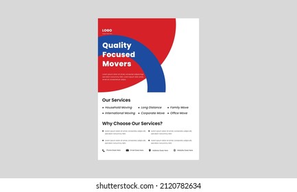 trusted moving experts flyer design template. moving service flyer design in red color. moving made easy and simple flyer design.