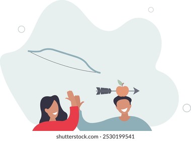 Trusted partner, believe and confidence in strong business relation, collaboration or trust alliance concept.flat design with people.