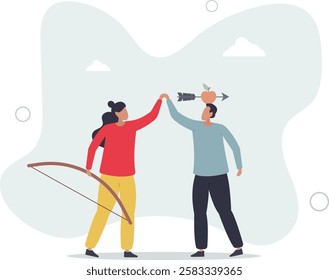 Trusted partner, believe and confidence in strong business relation, collaboration or trust alliance concept.flat character life .